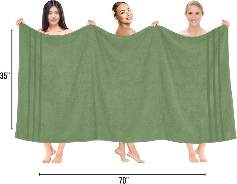Riverside Pack of 2 Extra Large Bath Sheets 35 x 70 Inches - 100% Ring Spun Cotton Hotel Quality Oversized Bath Towels - Super Soft, Highly Absorbent & Quicker to Dry - Sage Green - Image 2